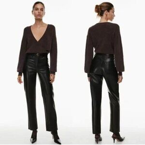 Aritzia Wilfred Melina Faux Leather Pants‎ High Rise Straight Leg Minimal Vegan